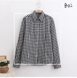 Women's Shirts and Winter female shirt plaid shirt women slim long sleeve cotton Blouse top female outerwear MartLion B02 S 