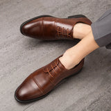 Classic Italian Style Career Office Leather Shoes Pointy Toe Wedding Dress Shoes Men MartLion   