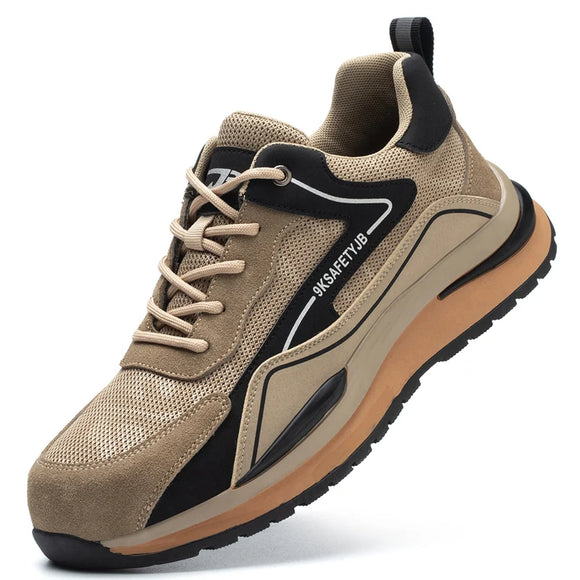 Safety Work Shoes Sneakers For Men's Women Steel Toe Boots Anti-smashing Construction Footwear MartLion 7615khaki 40 