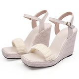 Summer Shoes Women High Heels Sandals Party Platform Wedges MartLion Apricot 10 