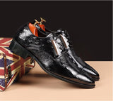 Men's Classic British Leather Shoes Lace-Up Pointed Toe Dress Office Flats Wedding Party Oxfords Mart Lion   