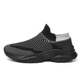 Men's Sneakers Summer Mesh Breathable Thick Sole Socks Increase Comfort Casual Sports Lazy Shoes Zapatillas De MartLion black 39 