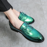 Men's Dress Shoes Party Formal Green British Loafers MartLion   