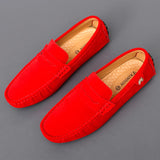 Men's Women Leather Designer Casual Shoes Luxury Loafers Driving Footwear MartLion 2232-1 Red 8.5 