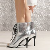 Women's Summer Cool Boots Thin High Heels Peep Toe Shiny Dance Stilettos Shoes Ladies Indoor Ballroom Jazz Dance Sandal Mart Lion   