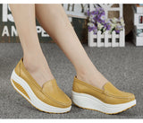 Women's shoes Genuine leather nurse shoes rocking platform casual slope heel work MartLion   