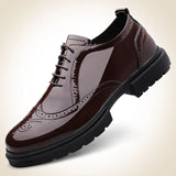 Men's Casual Patent Leather Brogue Dress Shoes Slip On Outdoor Oxfords Footwear MartLion   