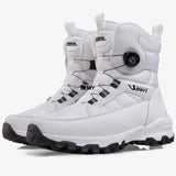 Warm Men's Snow Boots Waterproof Outdoor Winter Snowboots Rotated Button High Top Plush Cotton Winter Hiking Shoes MartLion bai 40 