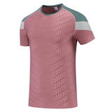 Men's Gym Tshirt Joggers Bodybuilding Silk Short Sleeves Streetwear Casual Outdoor Sport Fast Dry Breathable Tee MartLion pink M 