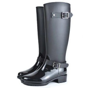 Spring winter boots brand design mid-calf boots student zip rain boots preppy shoes woman buckle rubber rainboots MartLion   