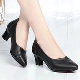 Women Classic Pointed Toe Spring Slip on Square Heel Pumps Elegant Shoes MartLion e 40 