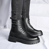Men's English Style Thick Sole Design Men Boots  Layer Leather Casual Boots