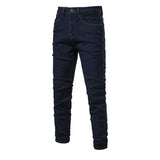 Jeans Men's Solid Color Slim Fit Straight Trousers Cotton Casual Wear Denim Jeans Pants MartLion   