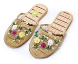 Summer Casual Hollow Out Mesh Slippers Women House Slippers Sequin Flower Home Flat Shoes Lady Sandals Flip Flops Indoor Slipper Mart Lion Gold 36 