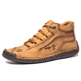 Lightweight Waterproof Flat Leather Boots Casual Shoes MartLion Brown US 12(EUR 48) 