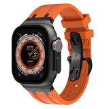 Rubber Strap For Apple Watch Ultra 2 49mm Series 9 8 7 45mm Soft Sports Band For iWatch 6 5 4 SE 44mm 42mm Silicone Bracelet MartLion orange black for apple watch 42mm CHINA
