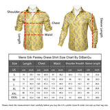 Yellow Paisley Silk Shirts Men's Luxury Wedding Party Dress Shirt Long Sleeve Top Club Prom Blouse MartLion   