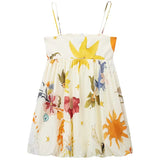 Pleated Print Slip Dress Women Sleeveless Backless Dress Ladies Mini Slash MartLion   