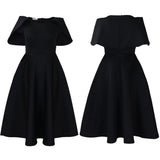 Summer solid color casual cloak dress short sleeve elegant party dress women clothing MartLion   