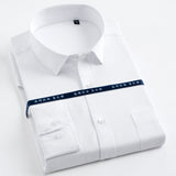 Men's Classic Long Sleeve Solid/striped Basic Dress Shirts Single Patch Pocket Formal Standard-fit Office Social Mart Lion   