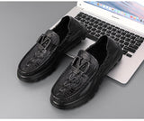 Spring Shoes Men's Genuine Leather Casual Crocodile Thick-soled Loafers Cow Leather Slip-on Driving Mart Lion   