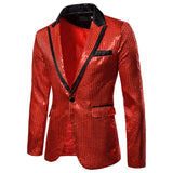 Men's Clothing Blazer Jacket Sequins Eurocode Dress Coat Casual Top Handsome Masculino Jackets MartLion Red S 
