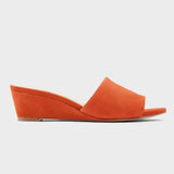 Women Elegant Summer Slippers 3cm Velvet Mules Wedge Sandals Slippers Open Toe High Heels Casual Dress Shoes MartLion Orange 35 