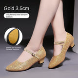 Sequined Modern Adult Latin Dance Ballroom Dance Shoes Women Practice Soft Sole High Heels MartLion 3.5cm gold rubber 41 