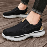 Leather Men's Casual Shoes Brown Black Slip On Sneakers Outdoor Jogging Lightweight Running Sport Mart Lion   