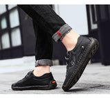 Men's Casual Shoes Leather Outdoor Walking Sneakers Leisure Vacation Soft Driving Mart Lion   