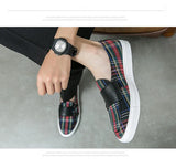 Loafers Men's Shoes Canvas Plaid Classic Moccasin Party Outdoor Daily PU Double Buckle All-match Casual MartLion   