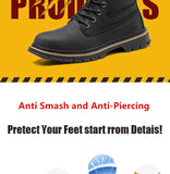 waterproof work shoes with iron toe anti puncture leather work boots anti-slip men's safety construction indestructible MartLion   