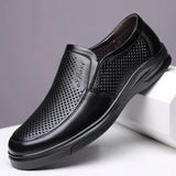 Genuine Leather Shoes Men's Summer Footwear Cow Leather Casual Black MartLion Black 10.5 