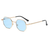 Square Design Sunglasses Woman Vintage Retro Small Frame Luxury Polygon Glasses MartLion Blue As Show 