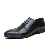 Mix-color Men's Brogue Shoes Leather Dress Low-heel Social zapatos hombre vestir MartLion heilan QB6834 38 CHINA