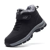 Winter Women Men's Boots Plush Leather Waterproof Sneakers Climbing Hunting Unisex Lace-up Outdoor Warm Hiking MartLion 519 Black 35 