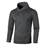 Half Turtleneck Men's Sweaters Button Neck Solid Color Warm Slim Thick Sweatshirts Winter Pullover MartLion Dark Gray US S 