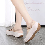 Summer Microfiber Wedge Casual Women's Sandals Ankle Buckle Heel Height 4CM Close Toe Ladies MartLion   