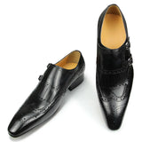 Luxury Leather Shoes Top Layer Cowhide Pointed Toe British Formal Men's Leather Wedding Office MartLion   