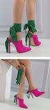 Liyke Spring Autumn Green Ankle Strap High Heels Shoes Women Pointed Toe Stiletto Party Dress Pumps Sandals Mart Lion   