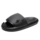 Breathable Men's Slippers Summer Outdoor Slides Massage Flip Flops Non-slip Flat Beach Sandals Shark Sneakers Shoes Mart Lion Black 6 