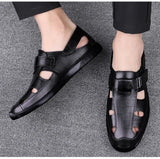 Summer Lightweight Sandals Men's Outdoor Casual Flats Genuine Leather Beach Shoes Non-slip Sports MartLion   
