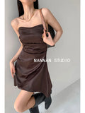 Woman Design A-Line Lolita Dress Bodycon Clubwear Asymmetrical Dress Frocks Maillard One-Piece Strapless Robe Ins MartLion   