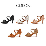 Ballroom Dance Shoes for Women Latin Modern Tango Salsa Training Sandals Practice Satin MartLion   