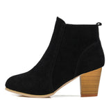Autumn Ankle Women's Boots Heel Height 6 cm Round Toe Shoes Faux Suede Mart Lion Black 35 
