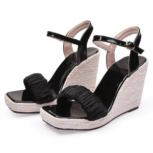 Summer Shoes Women High Heels Sandals Party Platform Wedges MartLion Black 10 