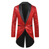 Shiny Gold Sequin Glitter Embellished Blazer Jacket Men's Nightclub Prom Suit Blazer Homme Stage Clothes For singers Mart Lion Red 2 M 