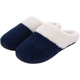 Winter Plush Fur Slippers For Women Men's House Fluffy Cozy Fur Slippers Indoor Warm Plush Home Cotton Shoes MartLion Navy Blue3 46-47(10.8-11 inch) CHINA