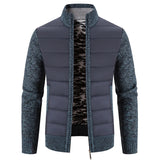 Winter Thick Fleece Cardigan Men's Warm Sweatercoat Patchwork Knittde Sweater Jackets Casual Knitwear Outerwear MartLion blue grey M 