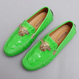 Boat Men's Classic Drive Casual Leather Comfy  Loafers Shoes Bright Color Loafers MartLion 93Green- 36 
